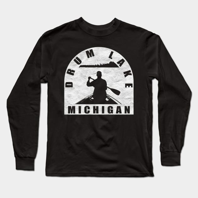 Drum Lake Canoeing Michigan Long Sleeve T-Shirt by BirdsEyeWorks